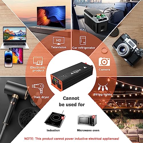 3000 Watt Power Inverter, 12V DC to 110V AC Converter, with LED Display, Dual AC Outlets, USB Port Y2566