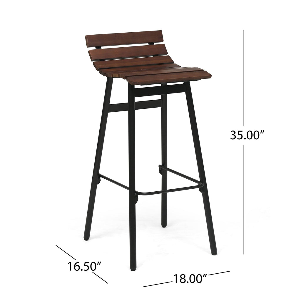 Wooden Barstool Set of 2 Gray Black E594