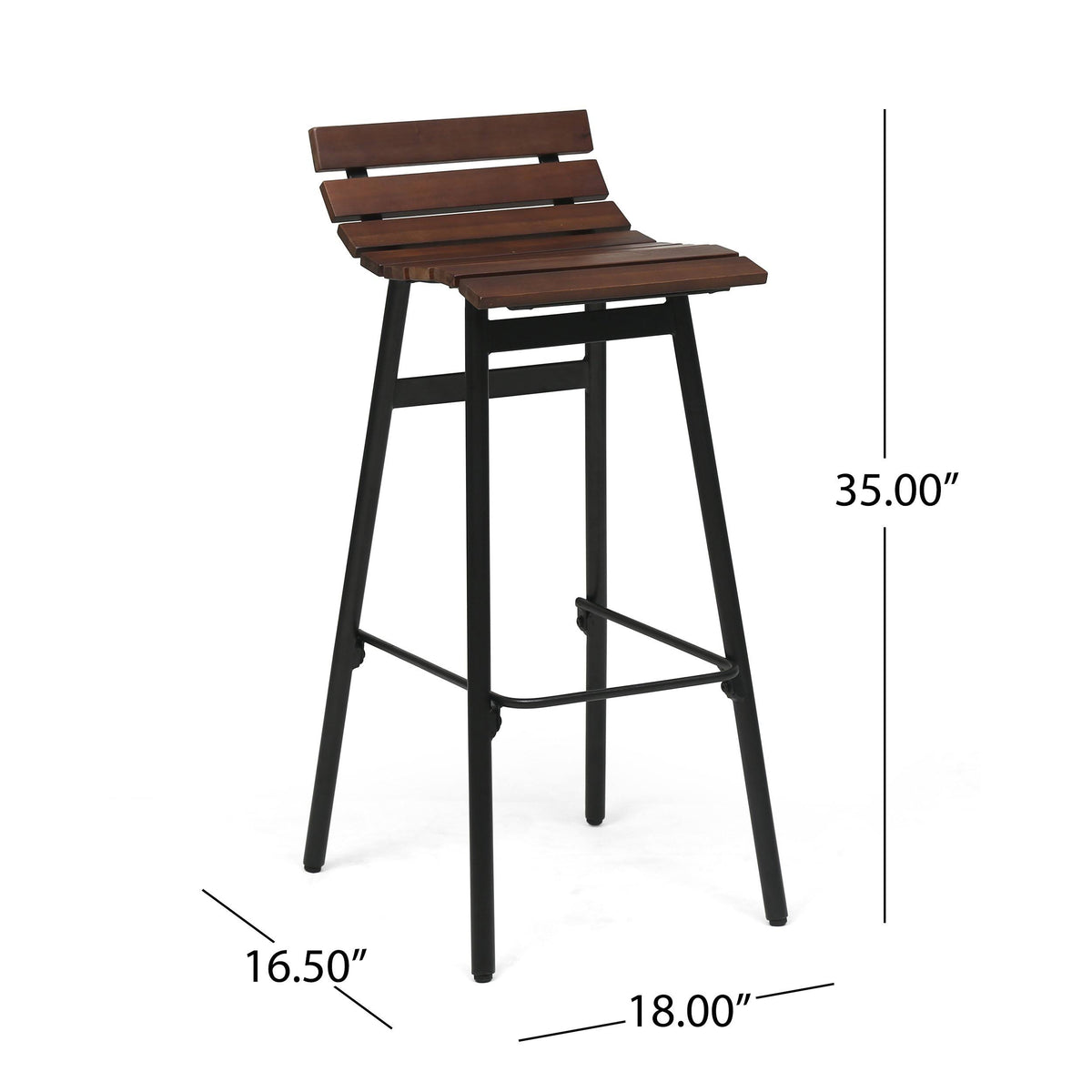 Wooden Barstool Set of 2 Gray Black E594