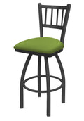 Swivel Counter Stool with Pewter Finish and Kiwi Green Seat B73960