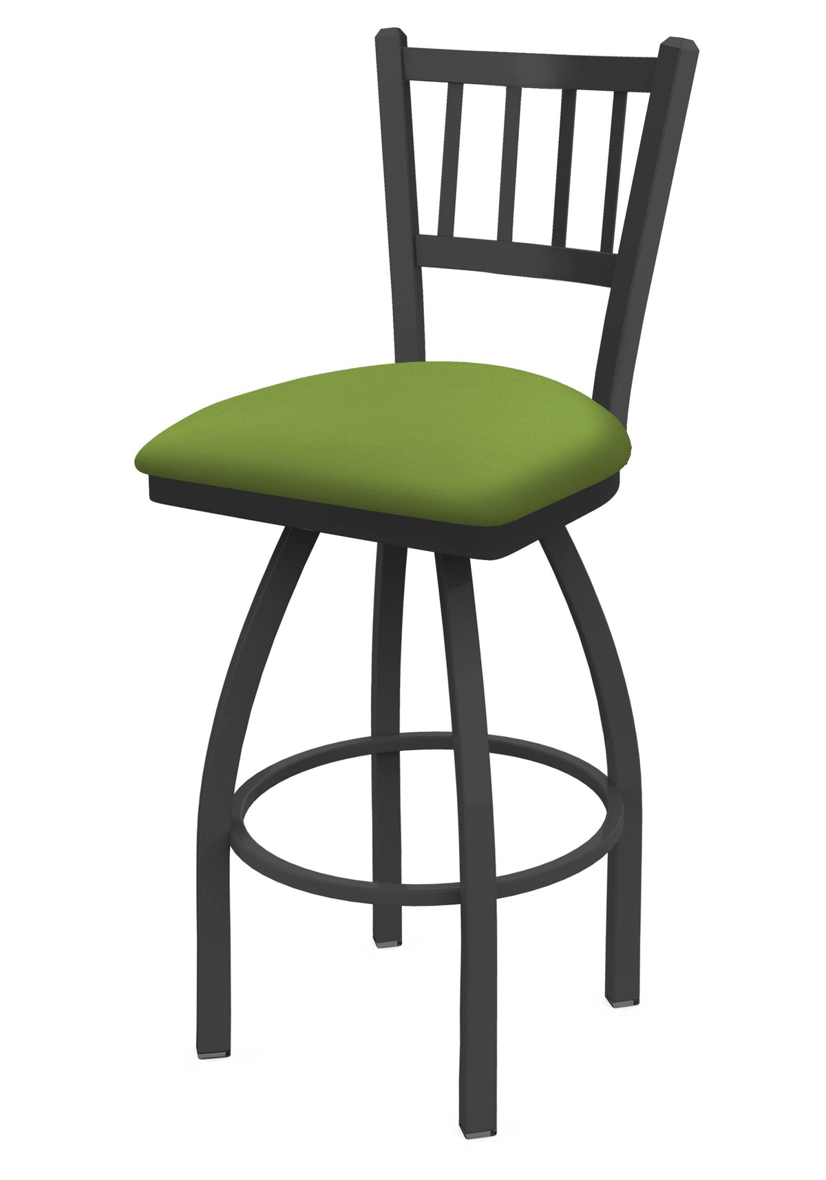 Swivel Counter Stool with Pewter Finish and Kiwi Green Seat B73960