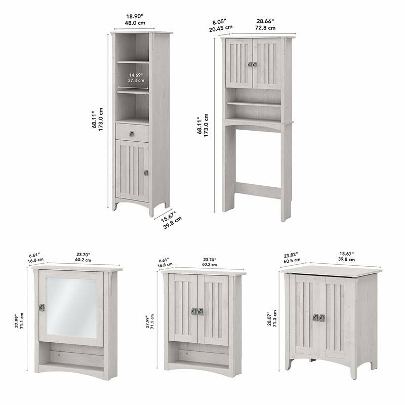Linen White Oak Engineered Wood Bathroom Storage Set R8855
