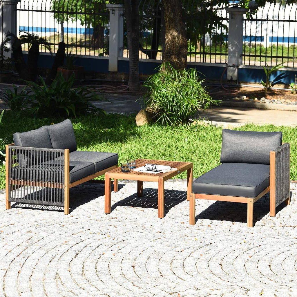 3 Piece Acacia Wood Patio Conversation Set R53847