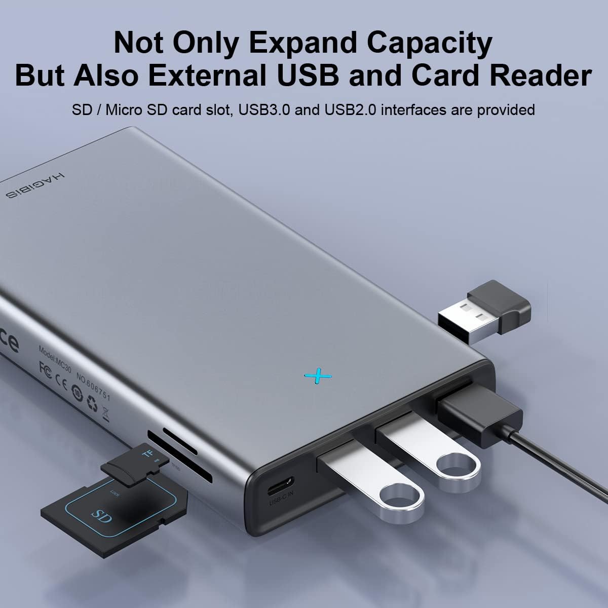 USB-C Hub with Hard Drive Enclosure, 2.5-inch SATA Docking Station C397560