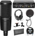 Cardioid Condenser Studio XLR Microphone Bundle with USB Audio Interface, XLR Cable, Pop Filter, Headphone Hook, and Headphones X6185