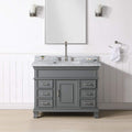 White 42 Inch Bathroom Vanity and Sink Combo with Carrara Marble Countertop F506524