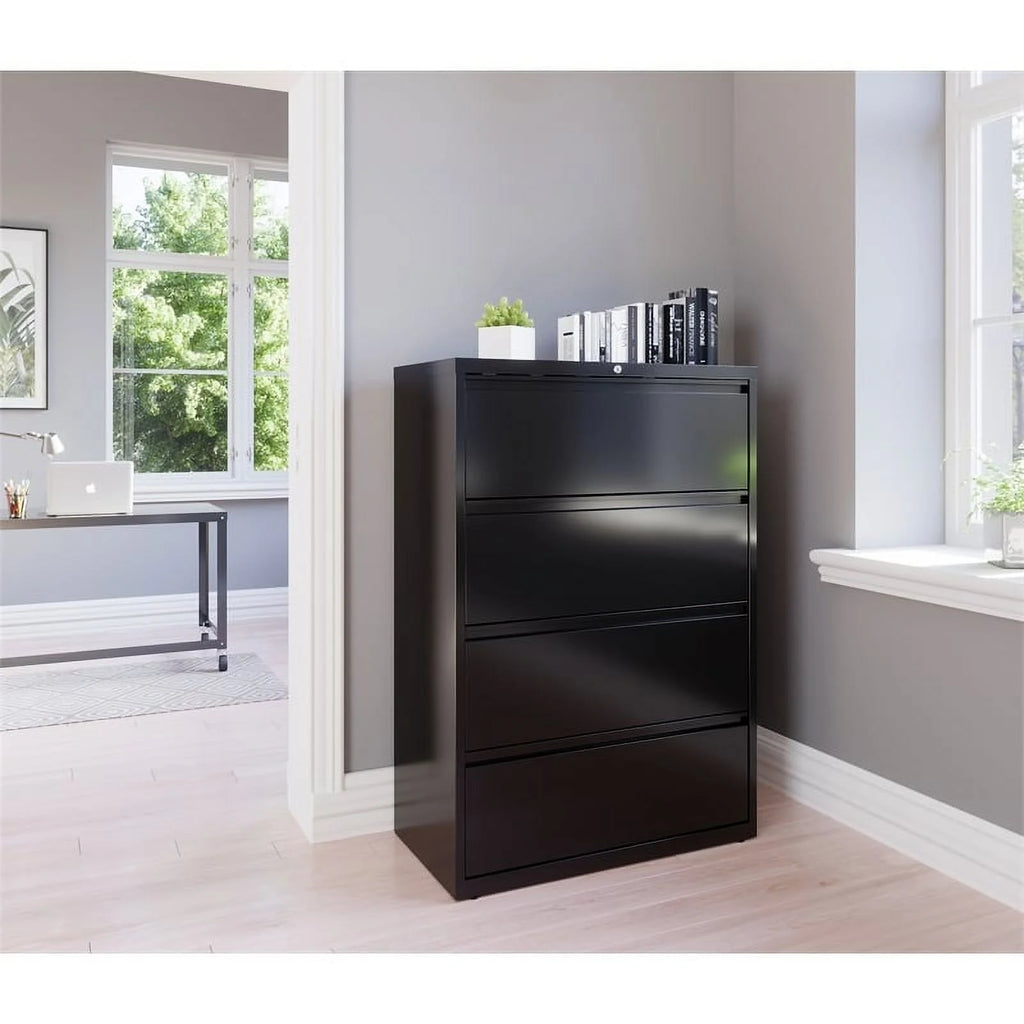 36" 4-Drawer Metal Lateral File Cabinet in Black U700