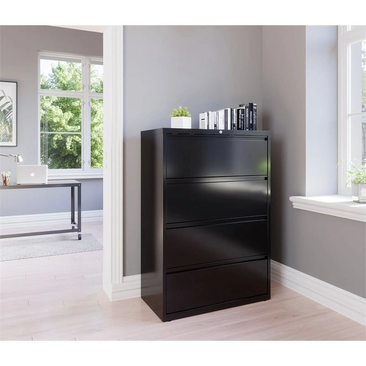 36" 4-Drawer Metal Lateral File Cabinet in Black U700