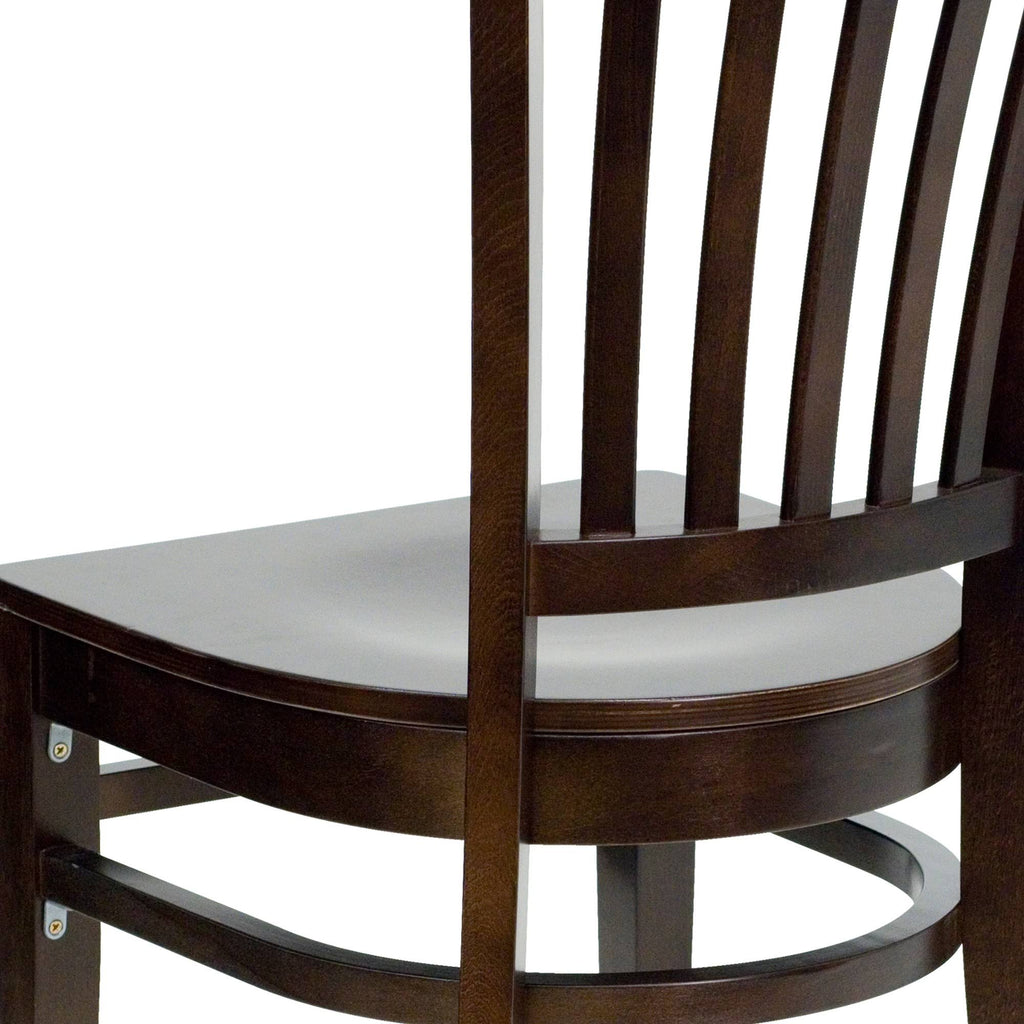 Vertical Slat Back Walnut Wood Restaurant Chair R24011