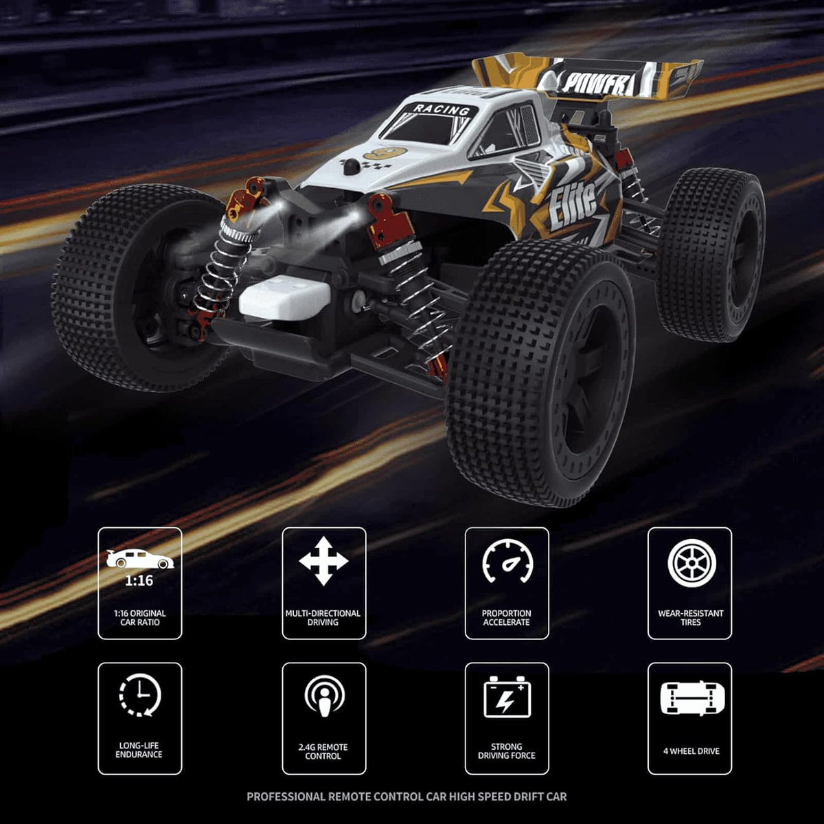 Yellow 1:16 Scale 4WD RC Truck U8379