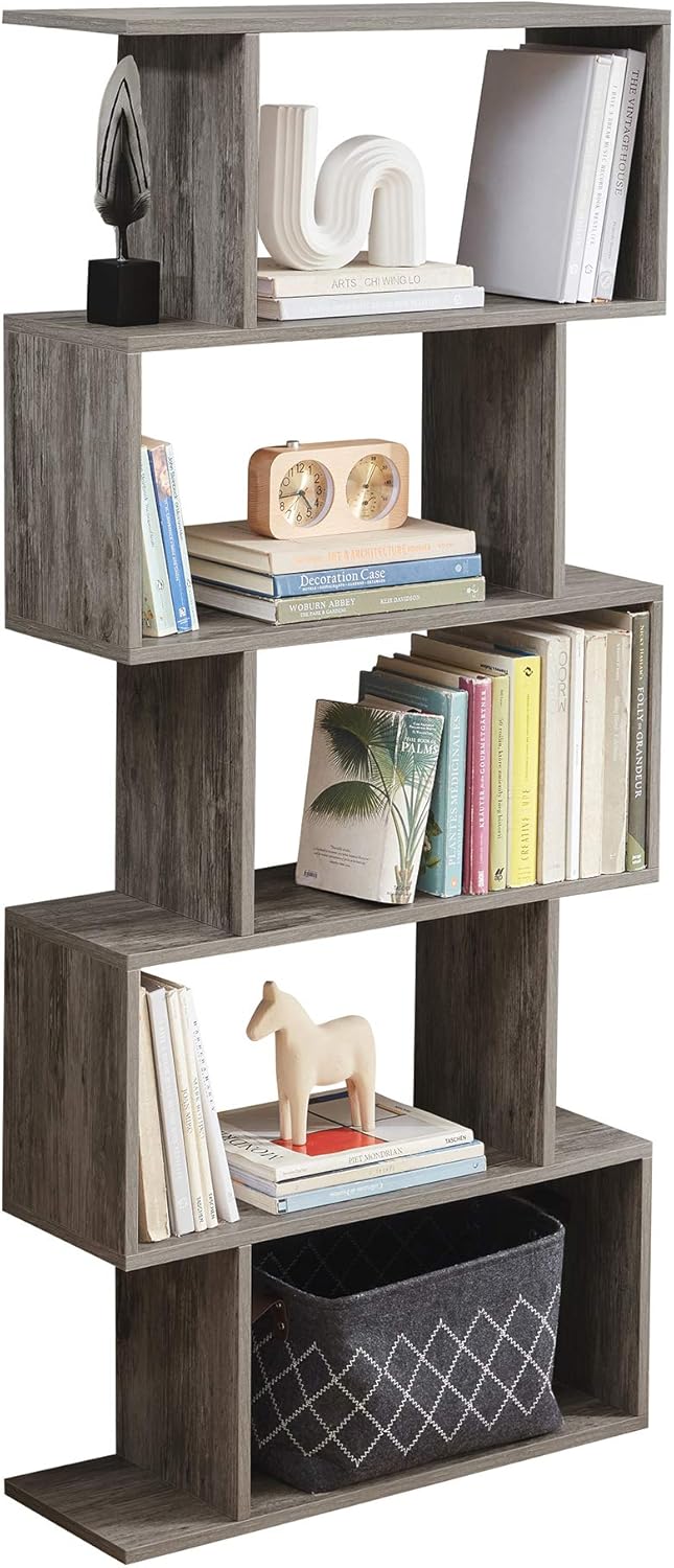 5-Tier Wood Bookcase White (Black) N716