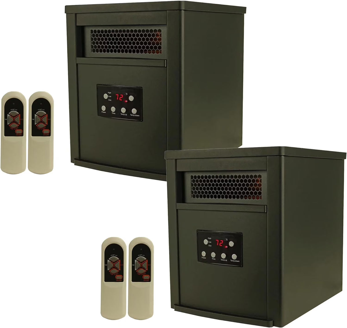 1500W Portable Electric Infrared Quartz Space Heater with Remote Control, Black (2 Pack) U16367