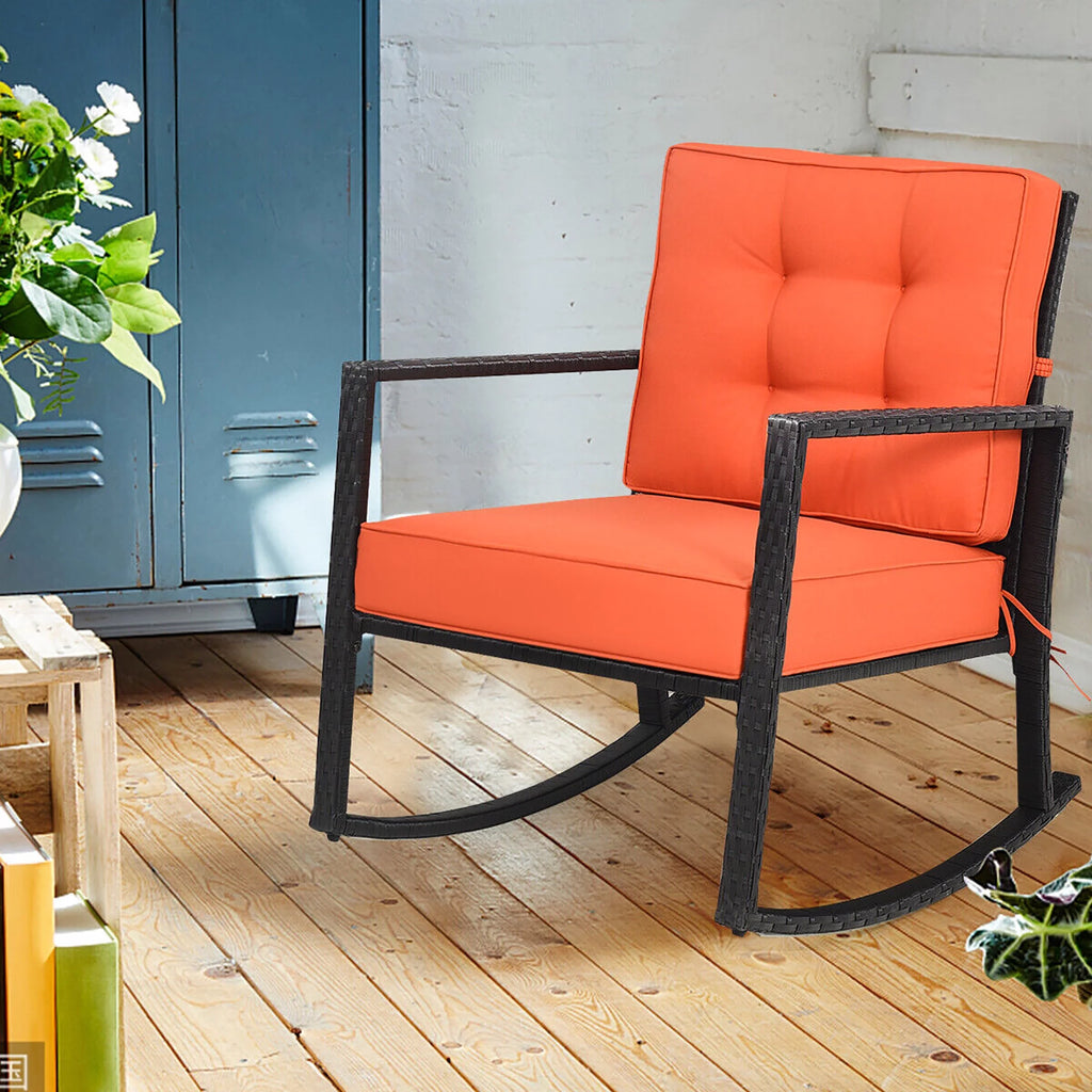 Outdoor Wicker Rocking Chair with Cushion T9949