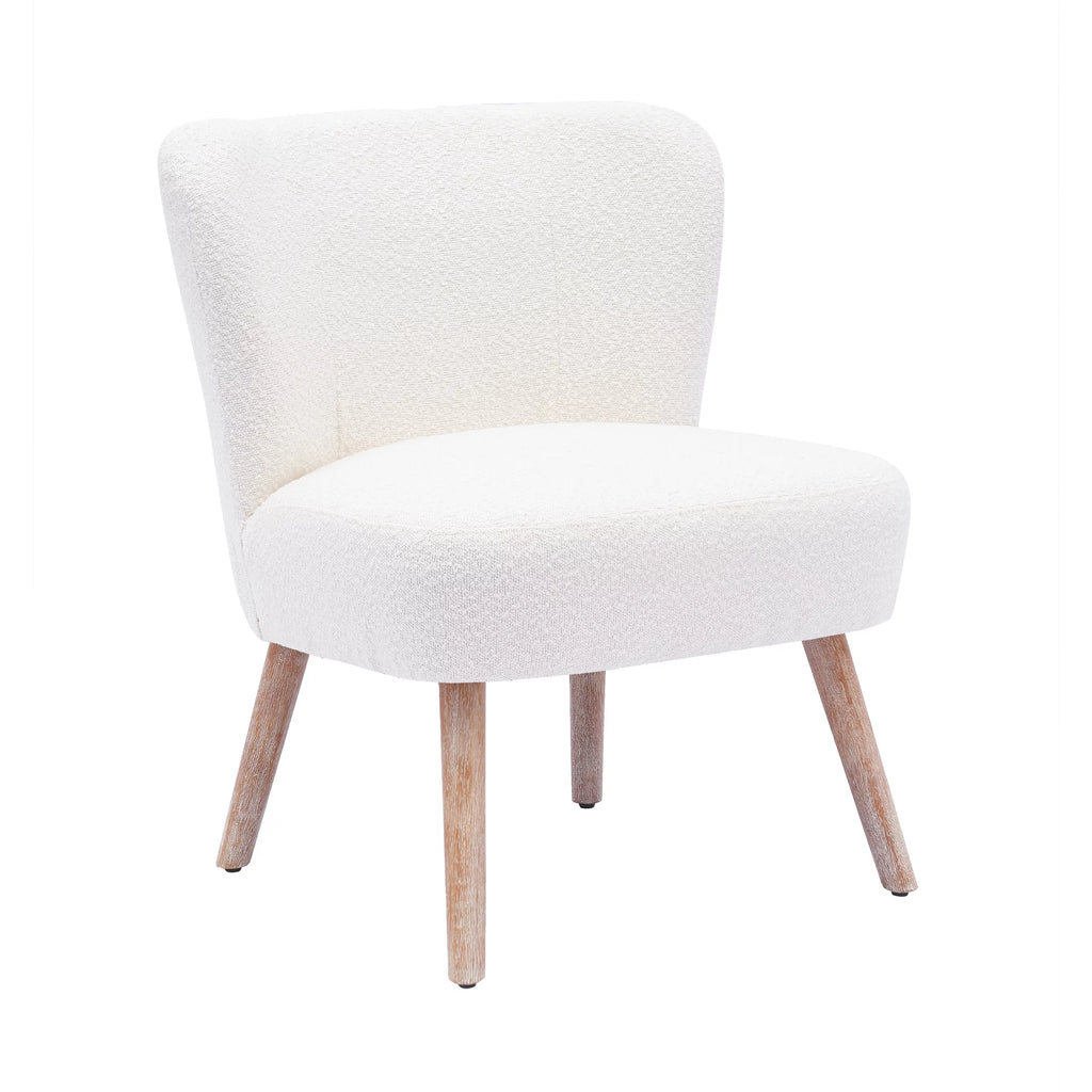 Cream Boucle Wingback Accent Chair and Ottoman Set G439584