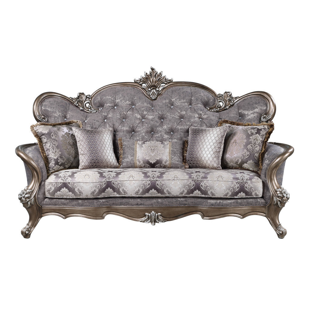 90 in. Fabric Cotton Blend Sofa with Five Toss Pillows F89176