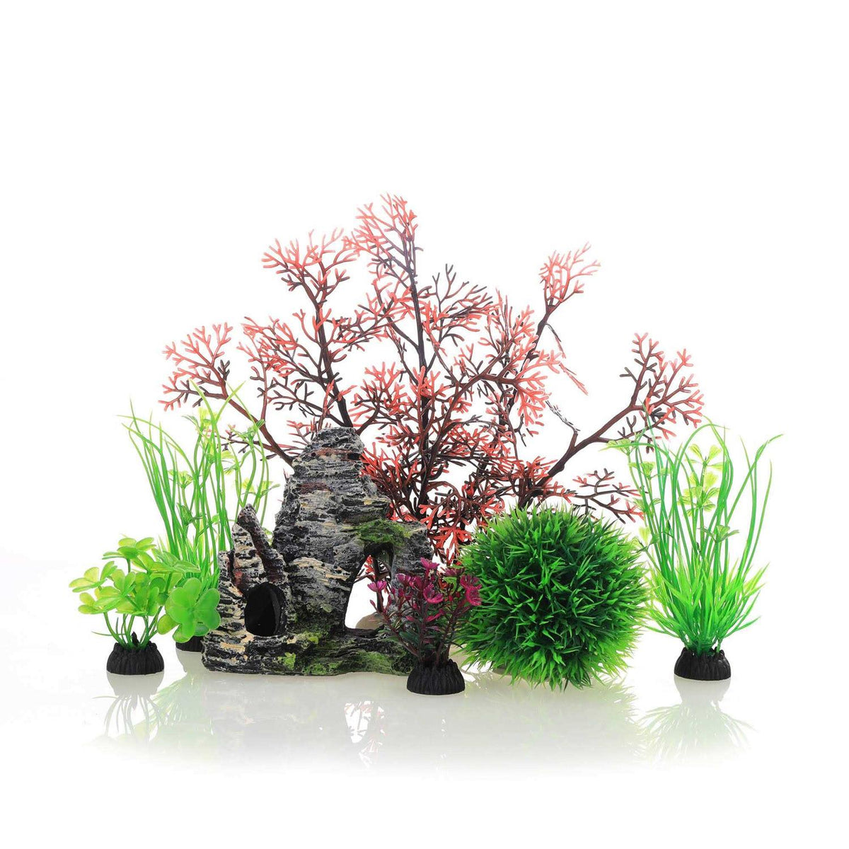 Plastic 7 Pieces Artificial Fish Tank Decor Set O3499