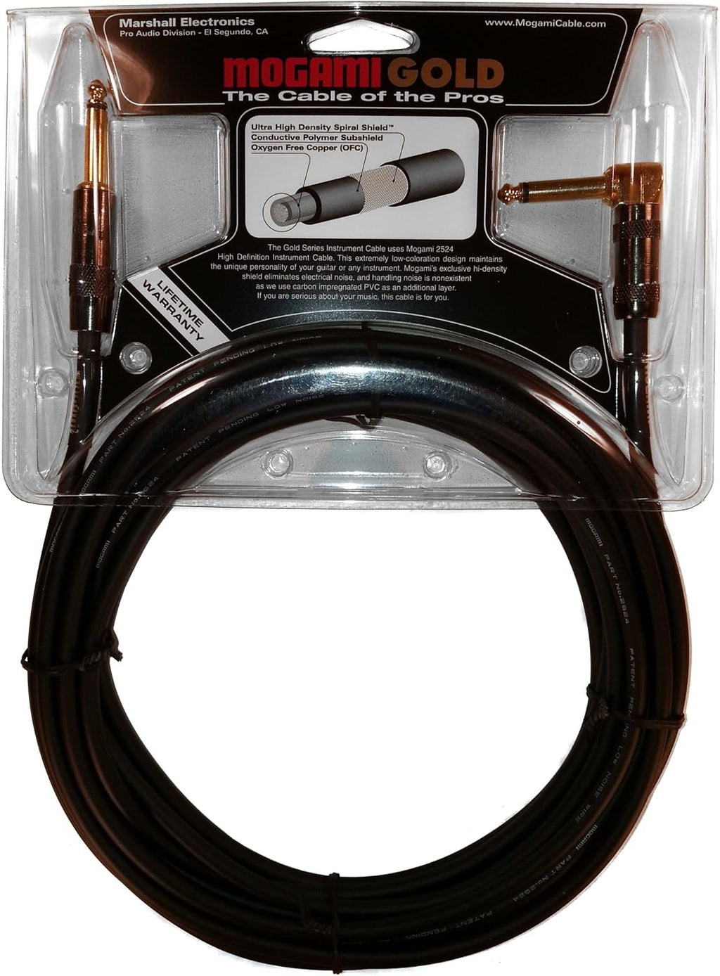 6 Foot Guitar Instrument Cable with Right Angle and Straight Connectors V815