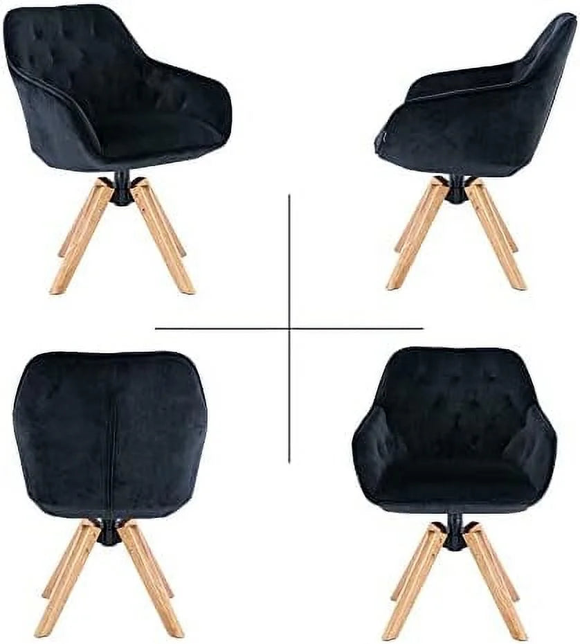 Velvet Swivel Barrel Accent Chair with Wood Legs D906