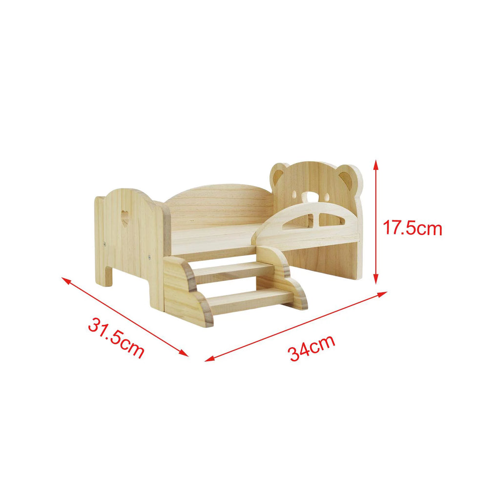 Miniature Wooden Doll Bed with Stairs W673