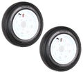 2-Pk Trailer Tire On Rim 480-12 4.80-12 12 LRB 5 Hole White Spoke Wheel M4502