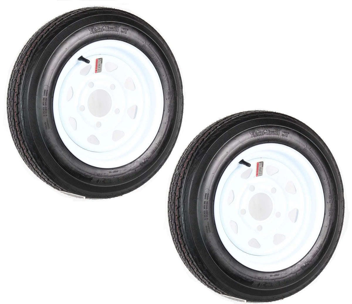 2-Pk Trailer Tire On Rim 480-12 4.80-12 12 LRB 5 Hole White Spoke Wheel M4502