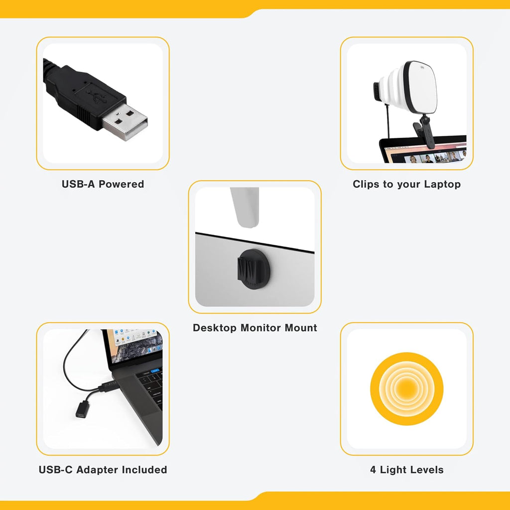 Portable USB Video Conference Light with 4 Soft Light Levels W221962