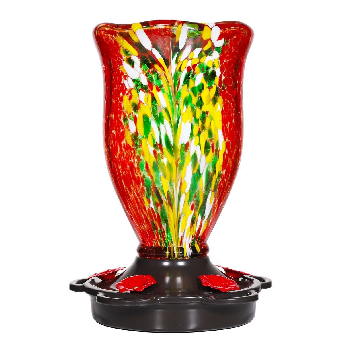 Blown Glass Hummingbird Feeder with Ant Moat A8607