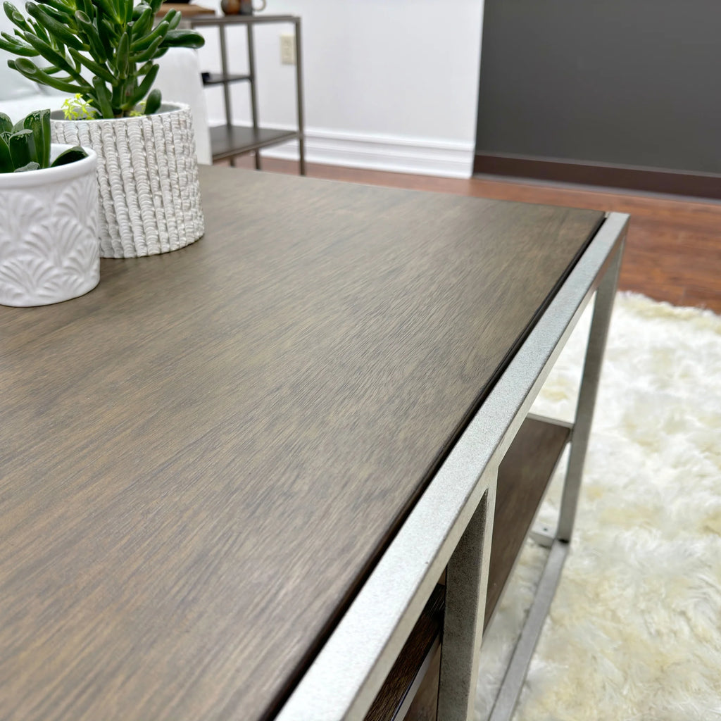 Wood Metal Coffee Table with Shelf H193