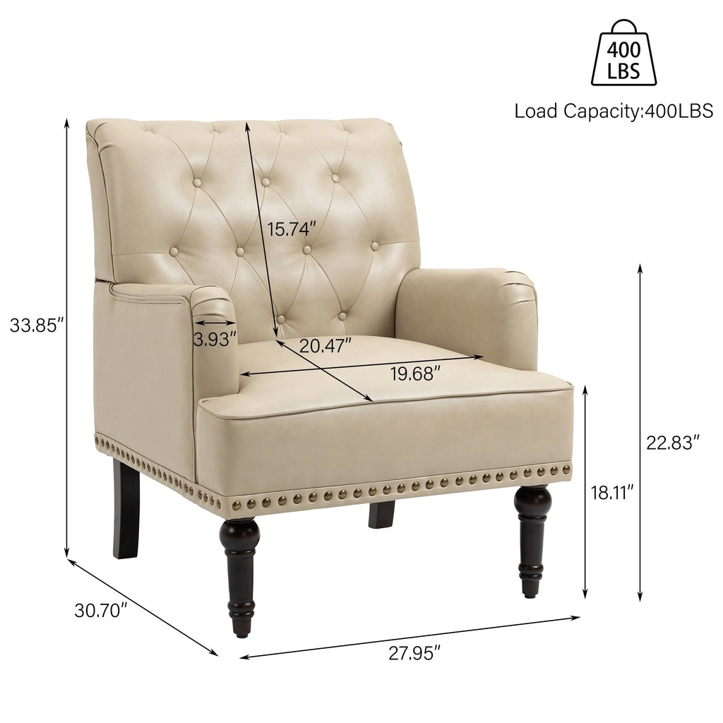 Beige PU Leather Accent Armchair Y690