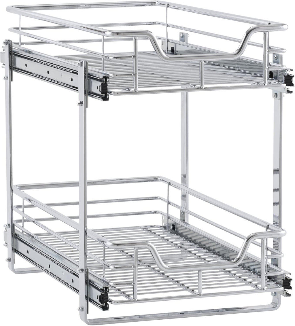 Chrome 2-Tier Sliding Cabinet Organizer V796