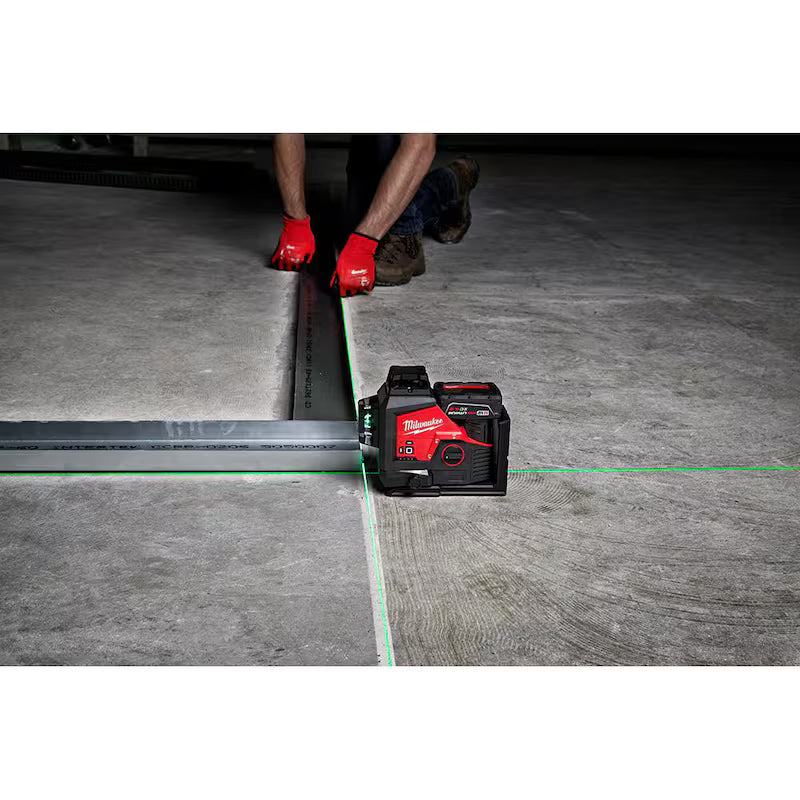 12-Volt Cordless Green 3-Plane Laser Level Kit with Laser Detector B34369