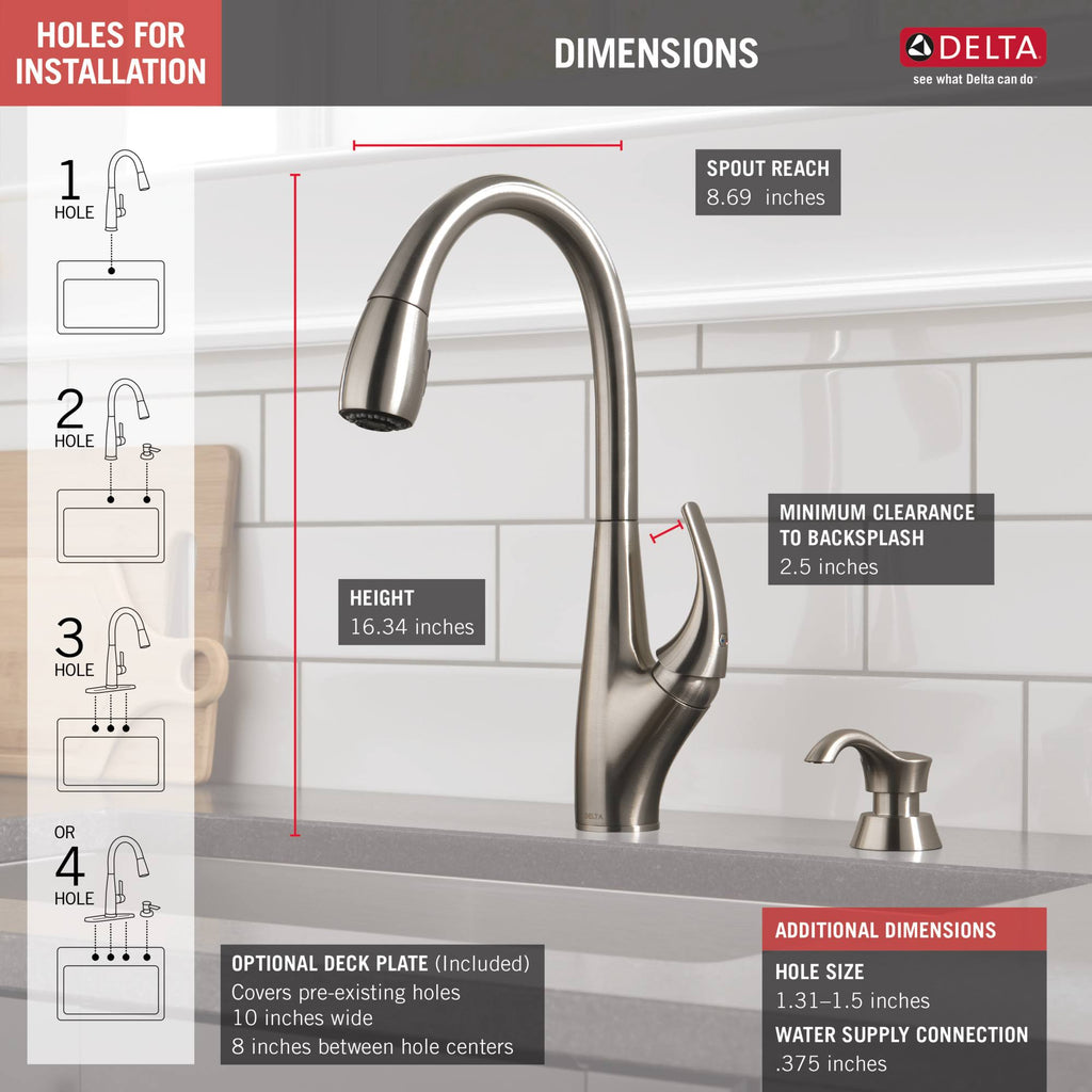 Single Handle Pull-Down Kitchen Faucet with Soap Dispenser, Stainless R4741
