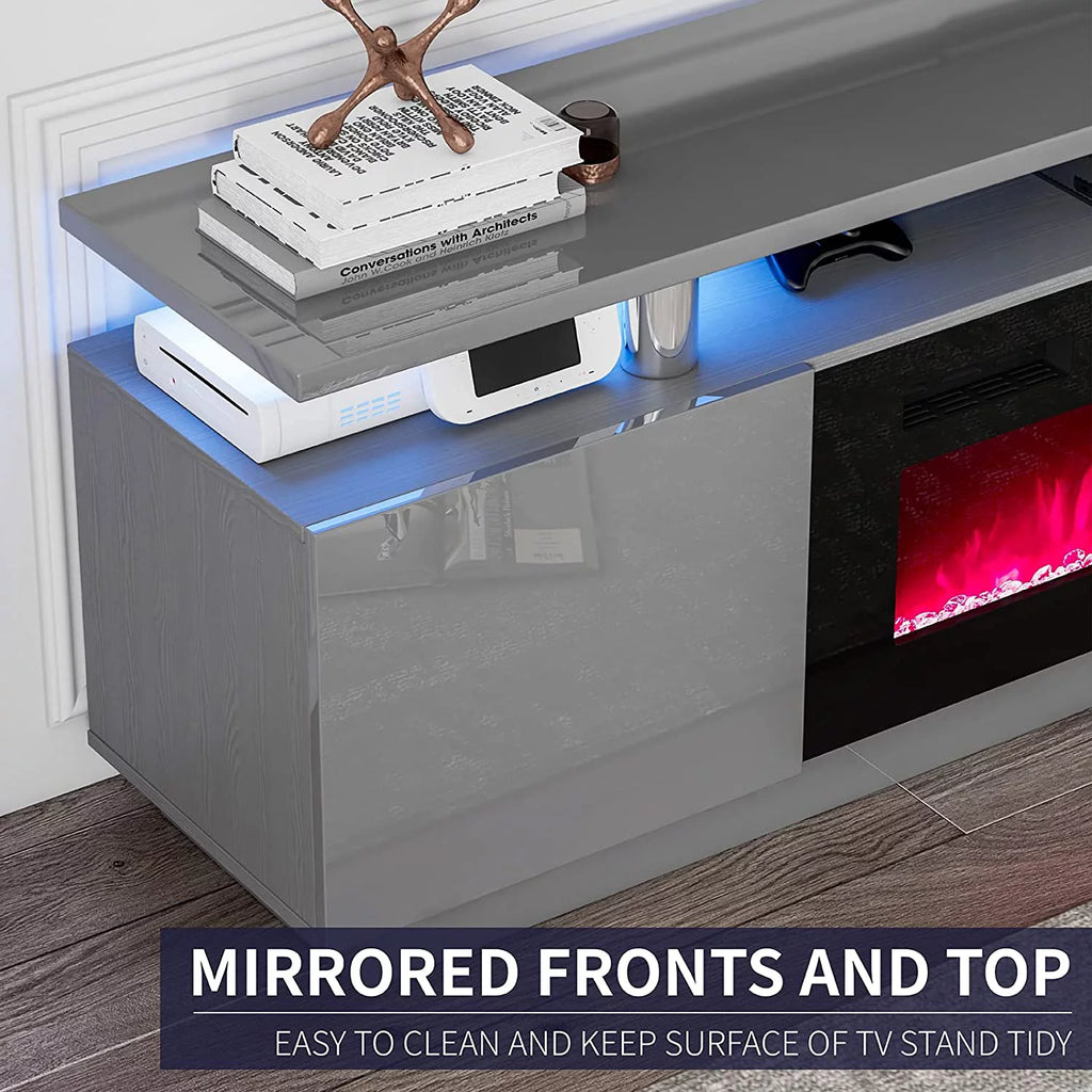 80" Fireplace TV Stand with 40" Electric Fireplace B418