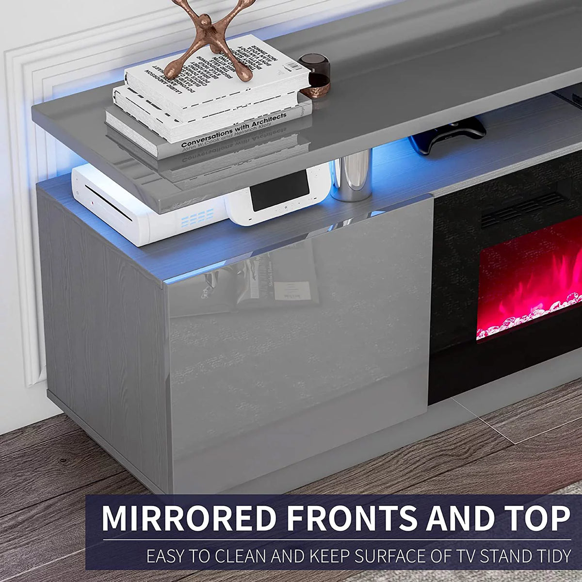 80" Fireplace TV Stand with 40" Electric Fireplace B418