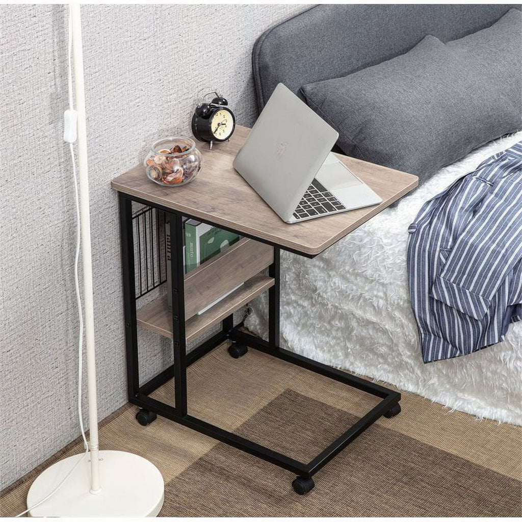 Modern Wood End C Table with Magazine Holder H531796