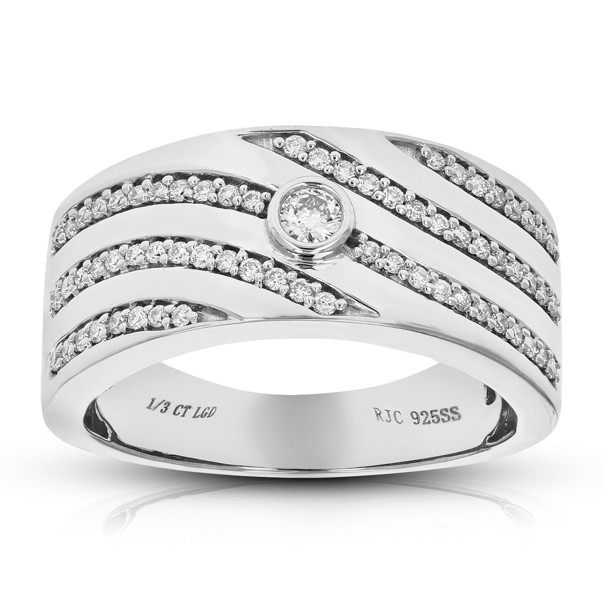 1/3 CTTW Lab Grown Diamond Wedding Band .925 Sterling Silver Size 7 X7376