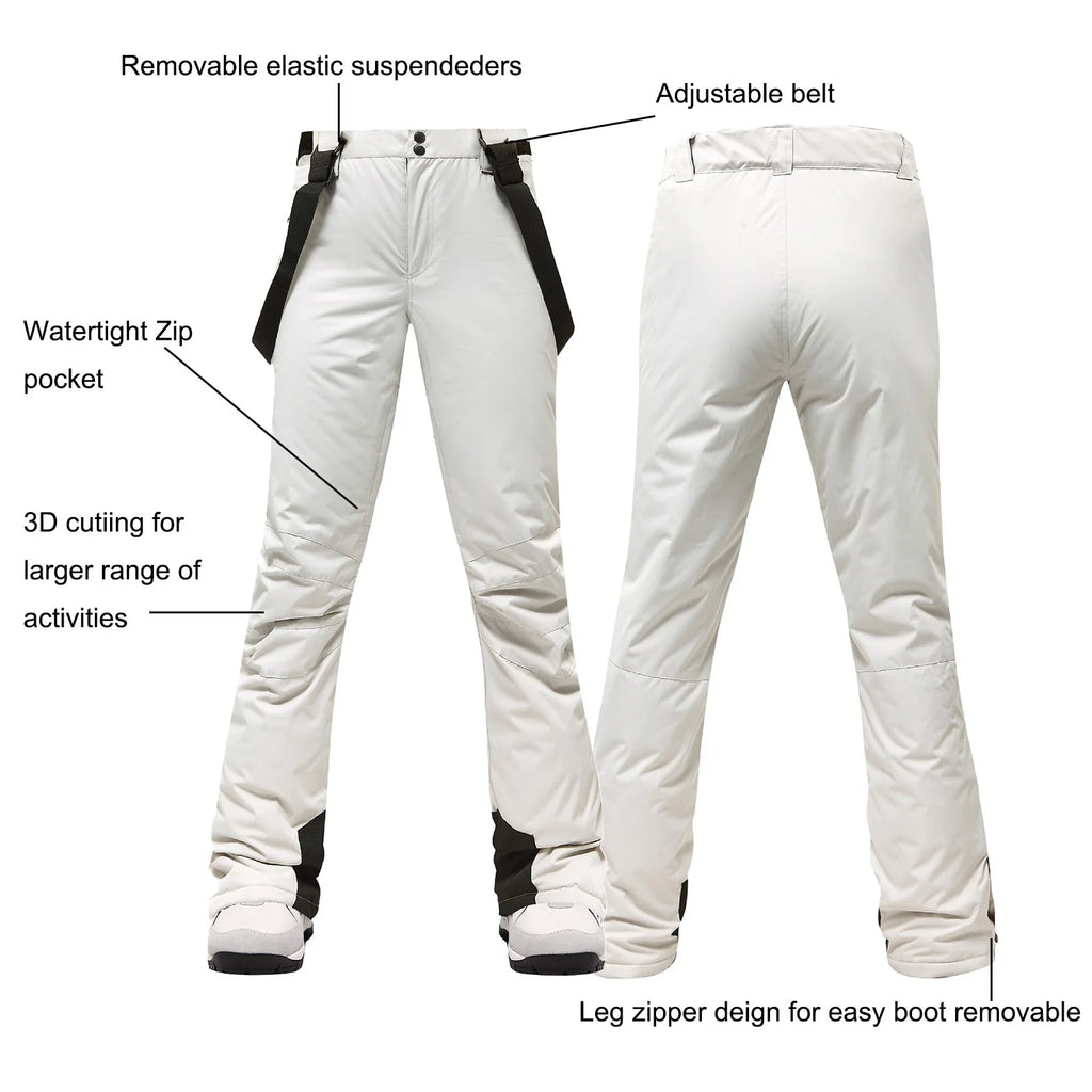 White Waterproof Insulated Snow Bib Trousers J768939