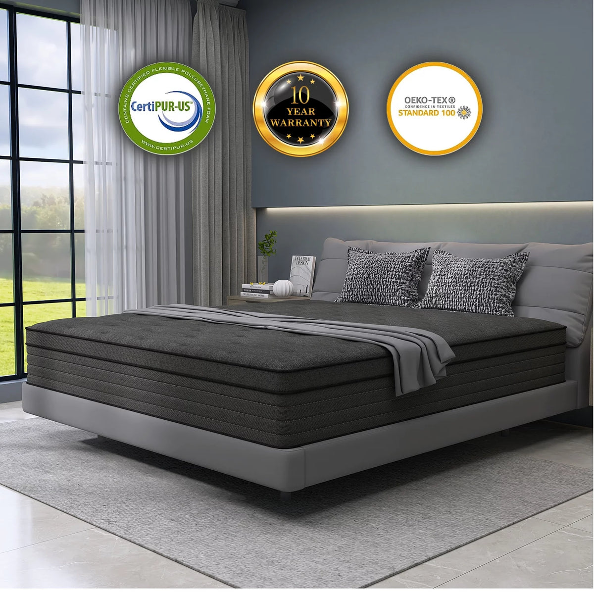 Queen Gel Memory Foam Spring Hybrid Mattress Z194