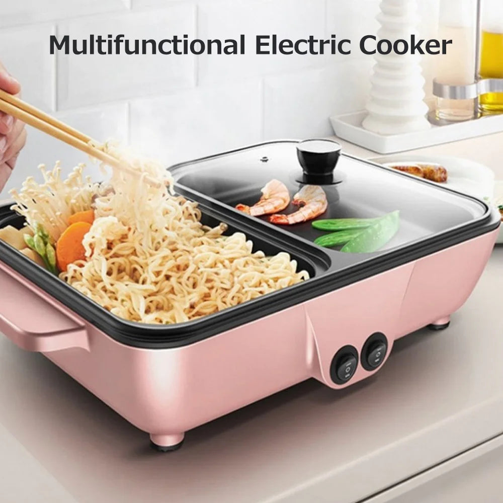 Electric Grill Pan 2 Speed 1200W Hot Pot Barbecue Machine J219688
