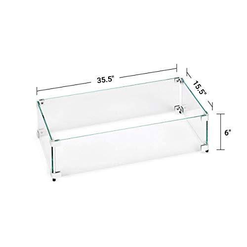 Tempered Glass Flame Guard for Drop-in Fire Pit Pan N6671