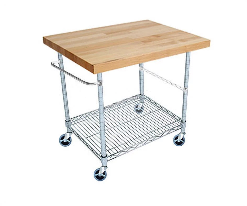 2 Tier Gourmet Cart with Maple Butcher Block Top A804