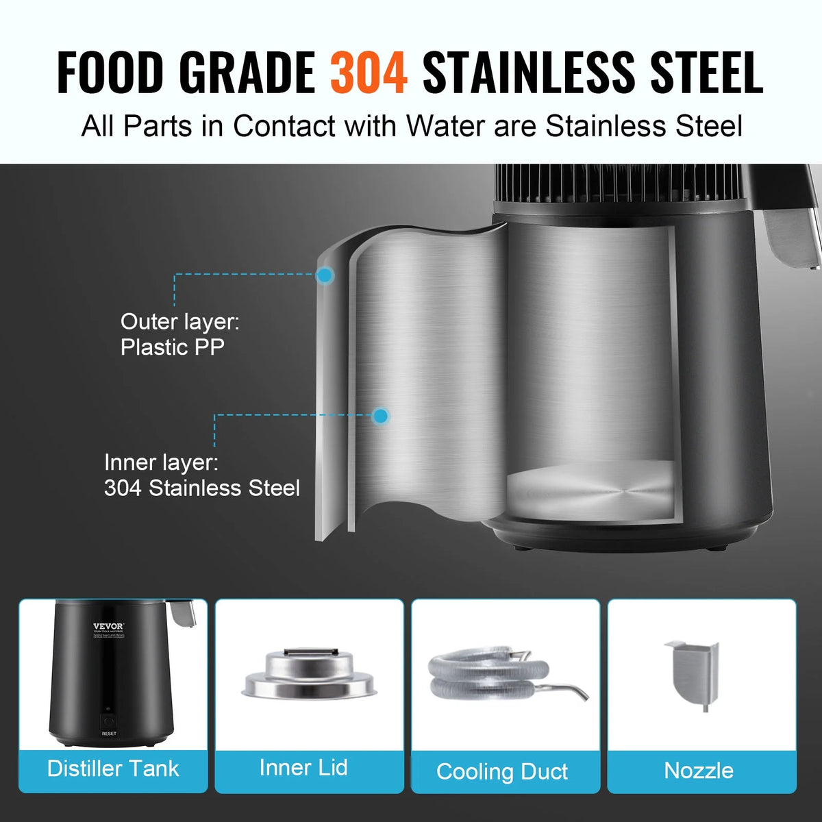 4L Water Distiller Stainless Steel J44526