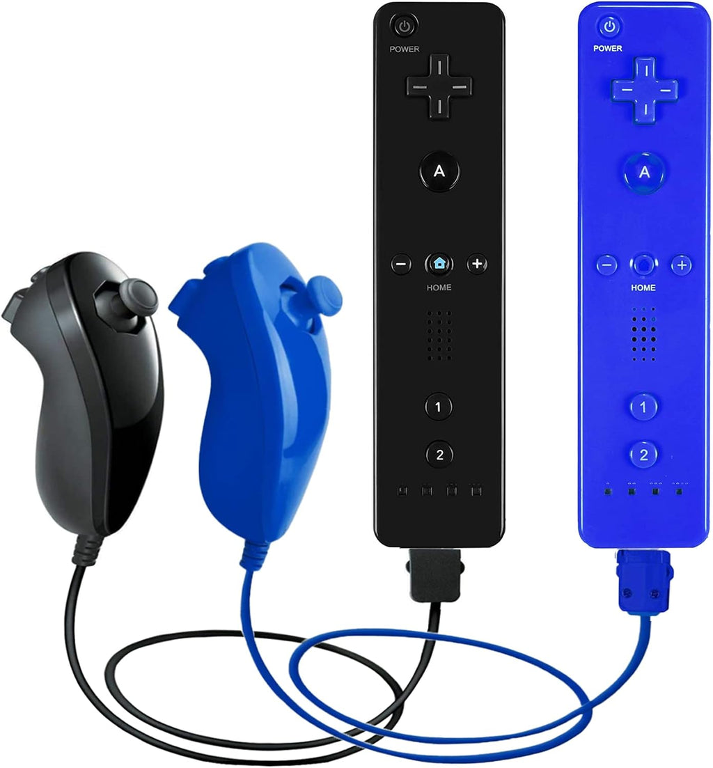 2 Pack Remote Controller and Nunchuck Joystick with Silicone Case and Wrist Strap (Pink and Blue) P3373