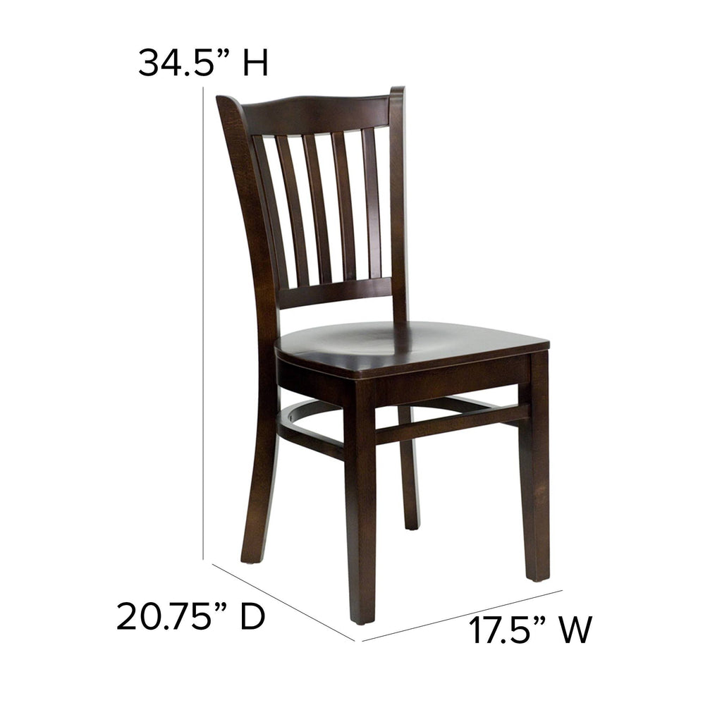 Vertical Slat Back Walnut Wood Restaurant Chair R24011