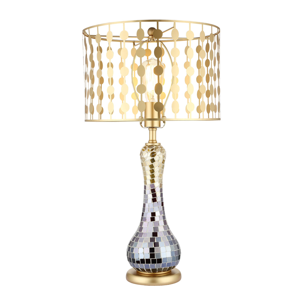 Silver and Gold Mirror Mosaic Table Lamp W22582