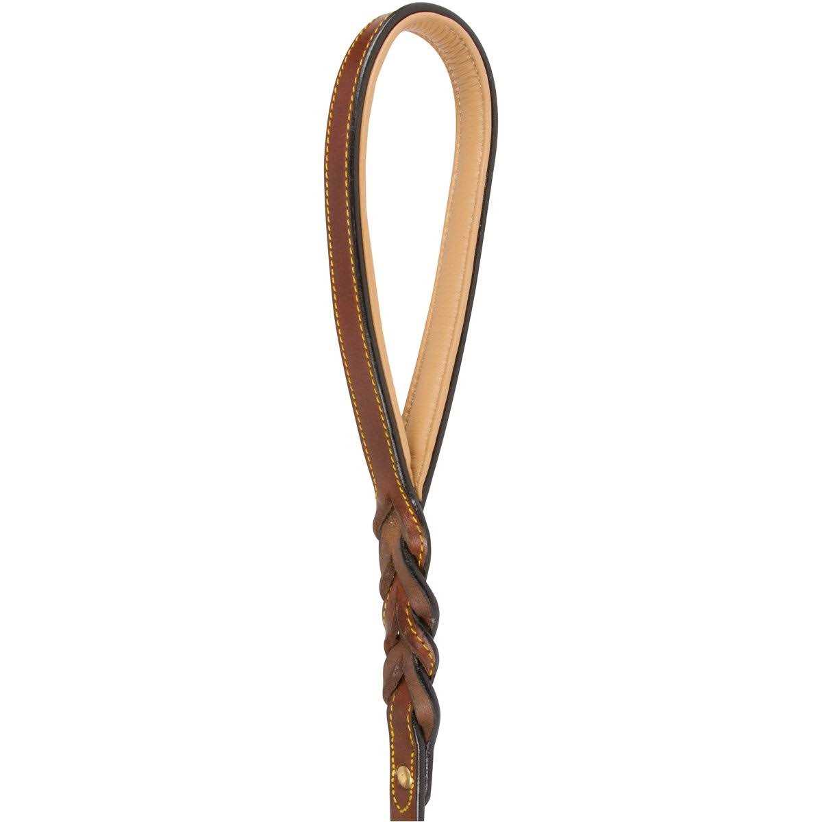 6 Foot Braided Leather Dog Leash with Traffic Handle E7309