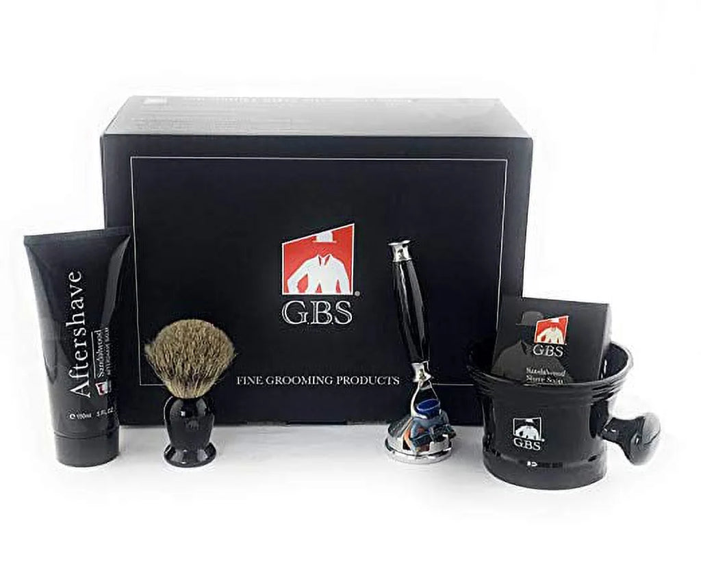 5 Blade Razor Ceramic Black Shaving Mug Shaving Brush Sandalwood Aftershave Shaving Soap Razor Stand Q3205