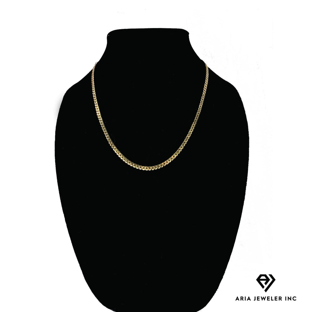 14k Bonded Gold Necklace with Rose Cross Pendant, 14K Cuban Chain Necklace G8677