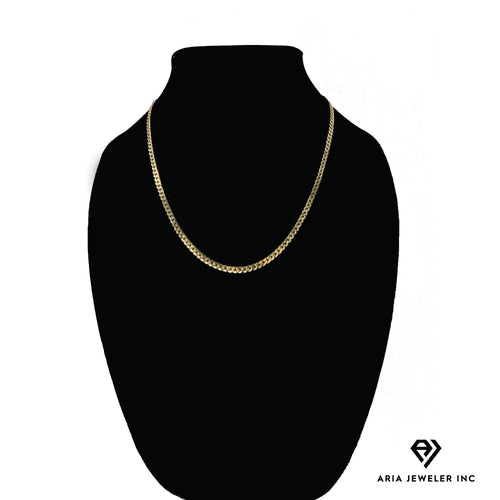14k Bonded Gold Necklace with Rose Cross Pendant, 14K Cuban Chain Necklace G8677