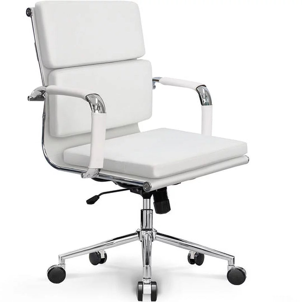 Mid Century Modern White Cushioned Office Chair M188535